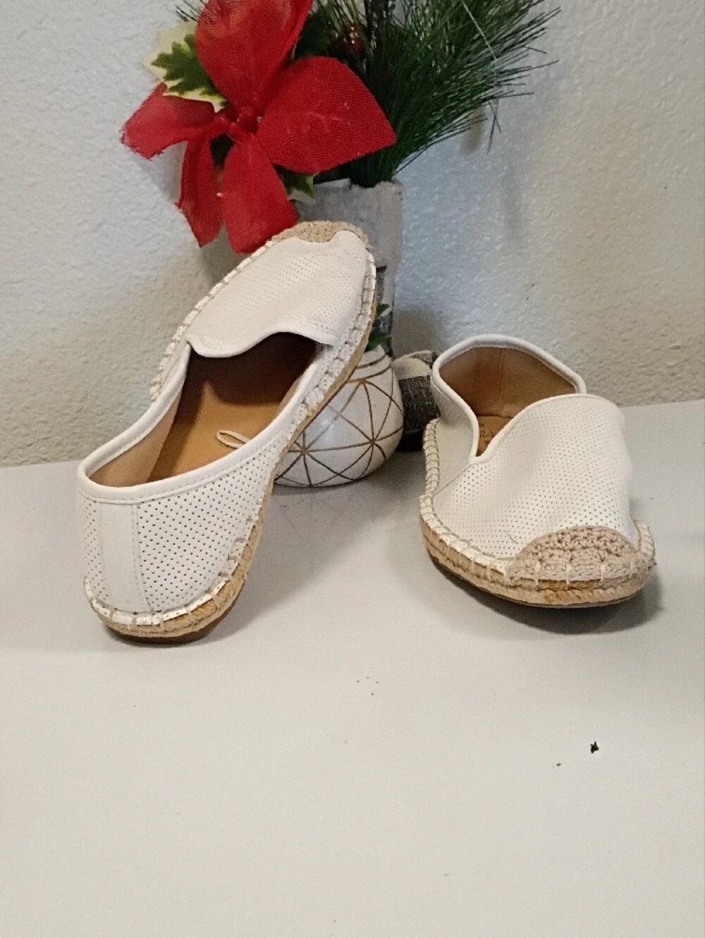 Time and Tru Women's Cream Perforated Espadrille Slip-Ons